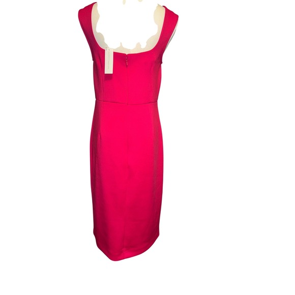 New York Company Stretch Sheath Dress Size 6 Pink Square Neck Sleeveless Zip NEW - Picture 2 of 9